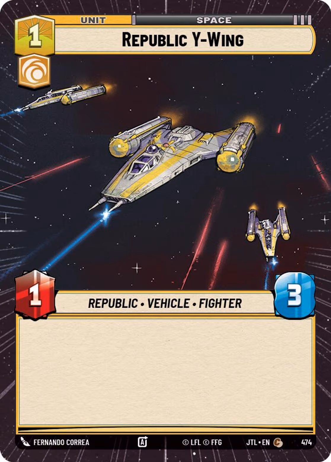 Republic Y-Wing JTL-474 Hyperspace Star Wars Unlimited card