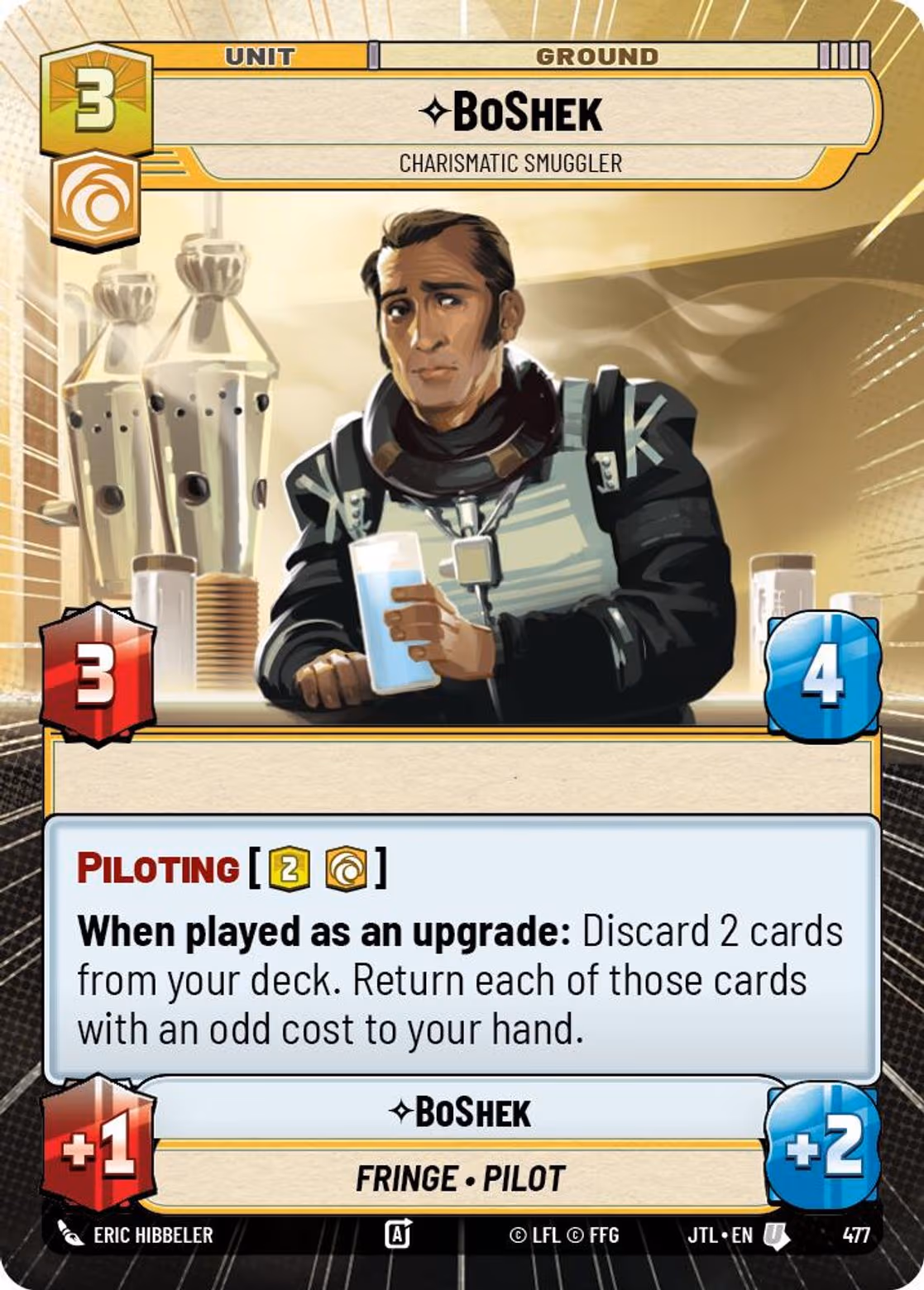 BoShek - Charismatic Smuggler JTL-477 Hyperspace Star Wars Unlimited card