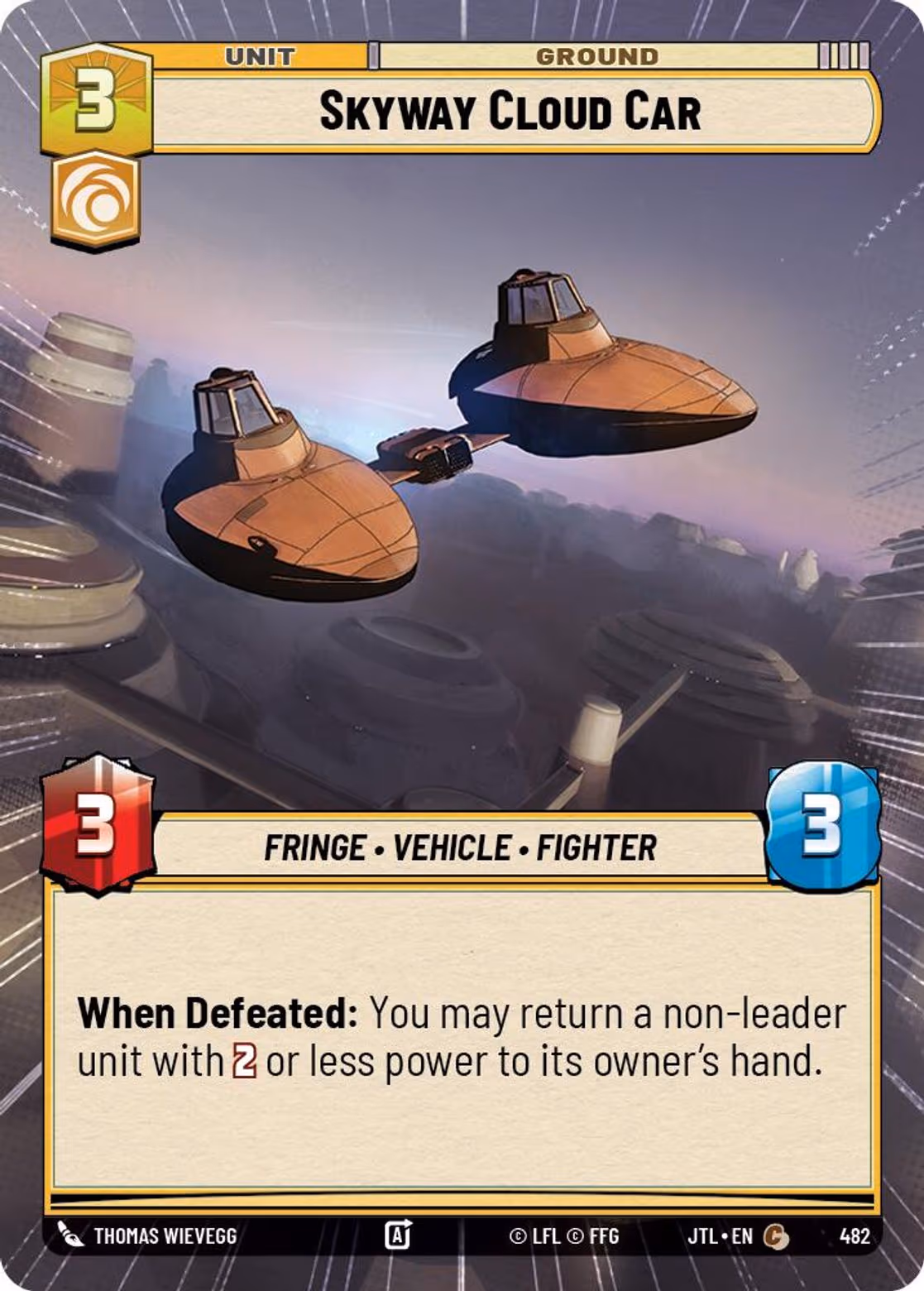 Skyway Cloud Car JTL-482 Hyperspace Star Wars Unlimited card
