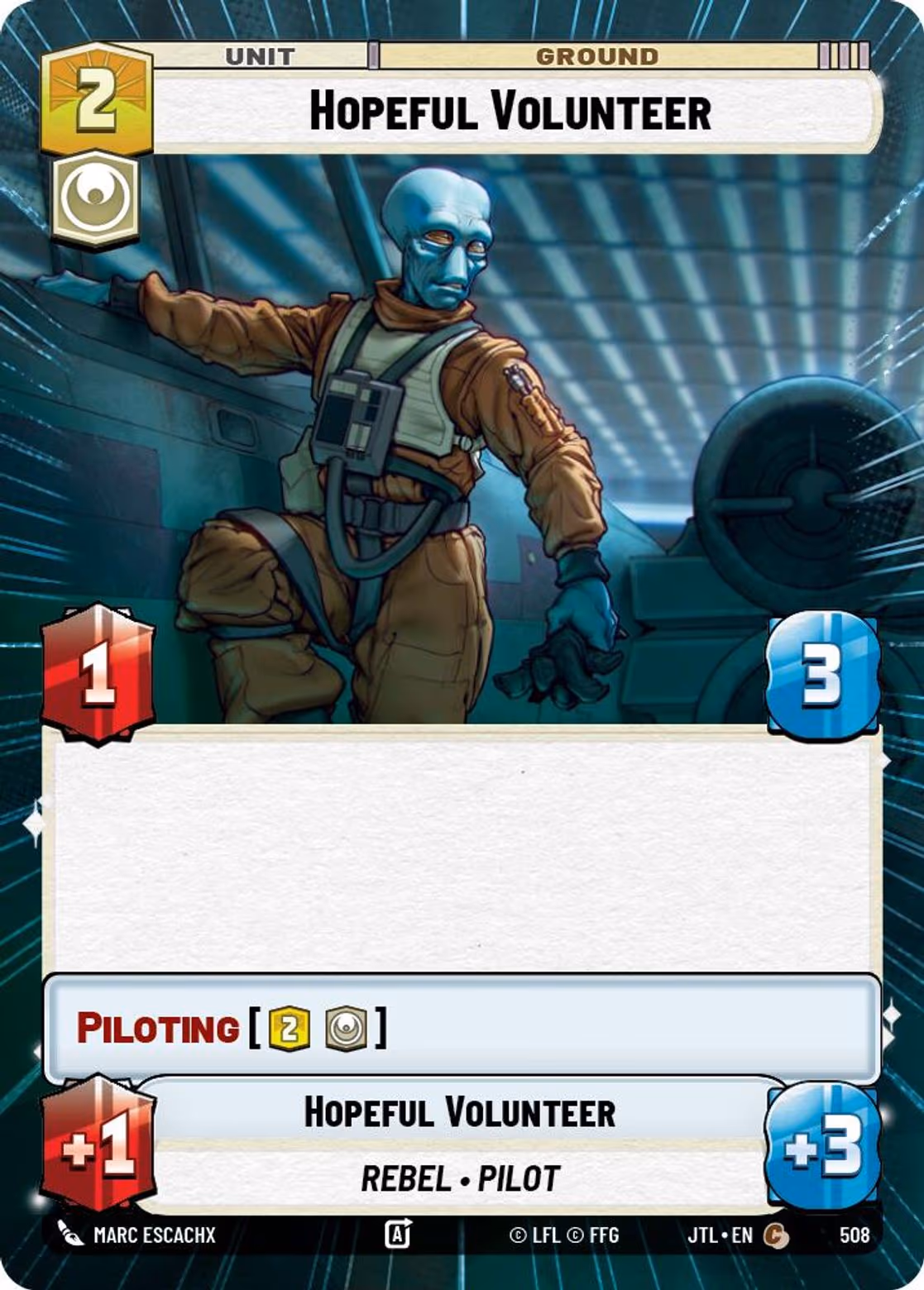 Hopeful Volunteer JTL-508 Hyperspace Star Wars Unlimited card