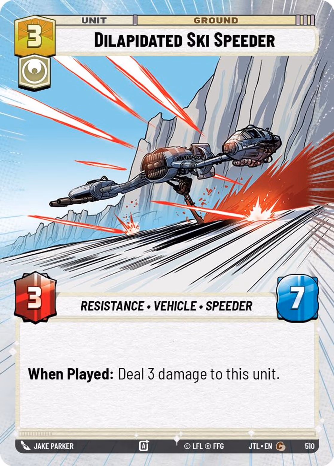 Dilapidated Ski Speeder JTL-510 Hyperspace Star Wars Unlimited card