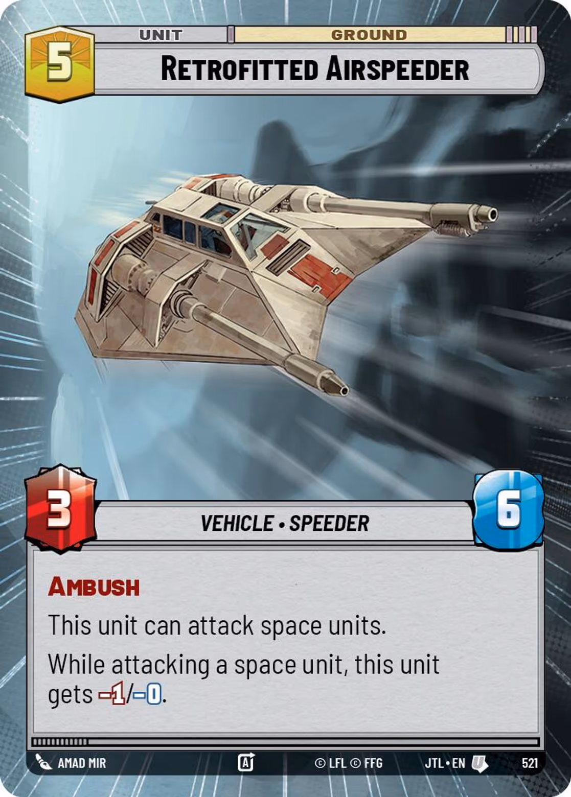 Retrofitted Airspeeder JTL-521 Hyperspace Star Wars Unlimited card