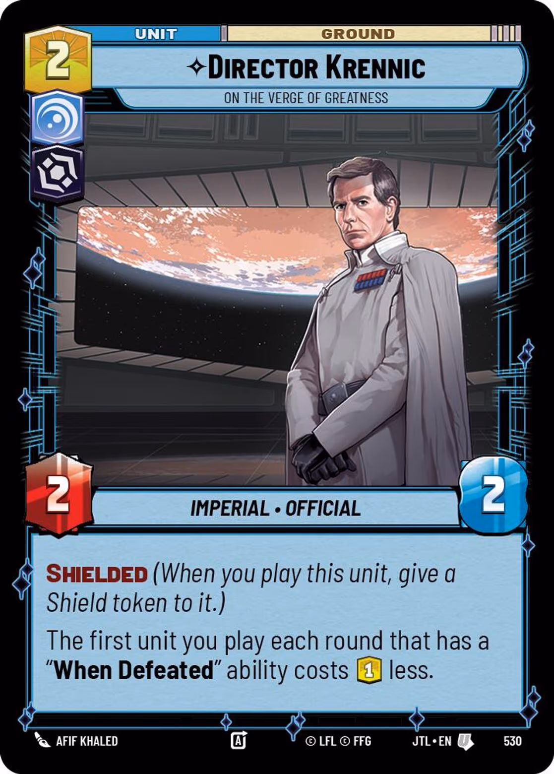Director Krennic - On the Verge Of Greatness JTL-530 Foil Star Wars Unlimited card
