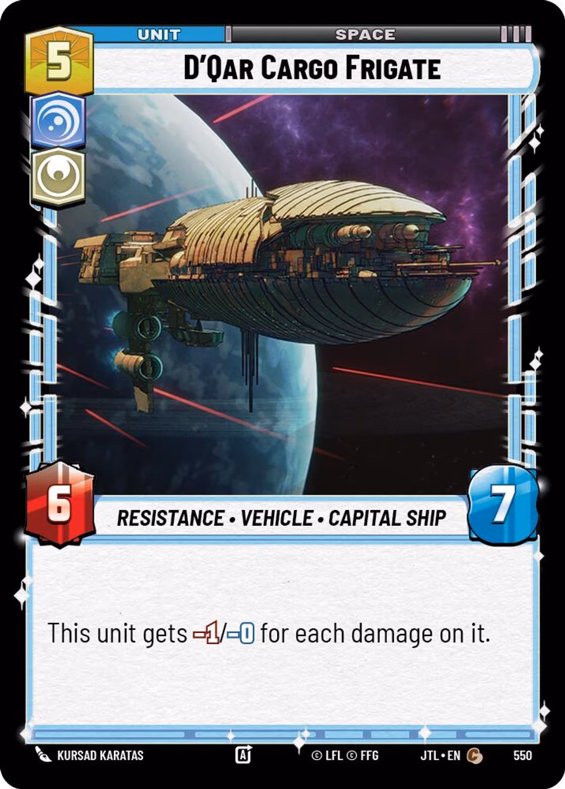 D'Qar Cargo Frigate JTL-550 Foil Star Wars Unlimited card