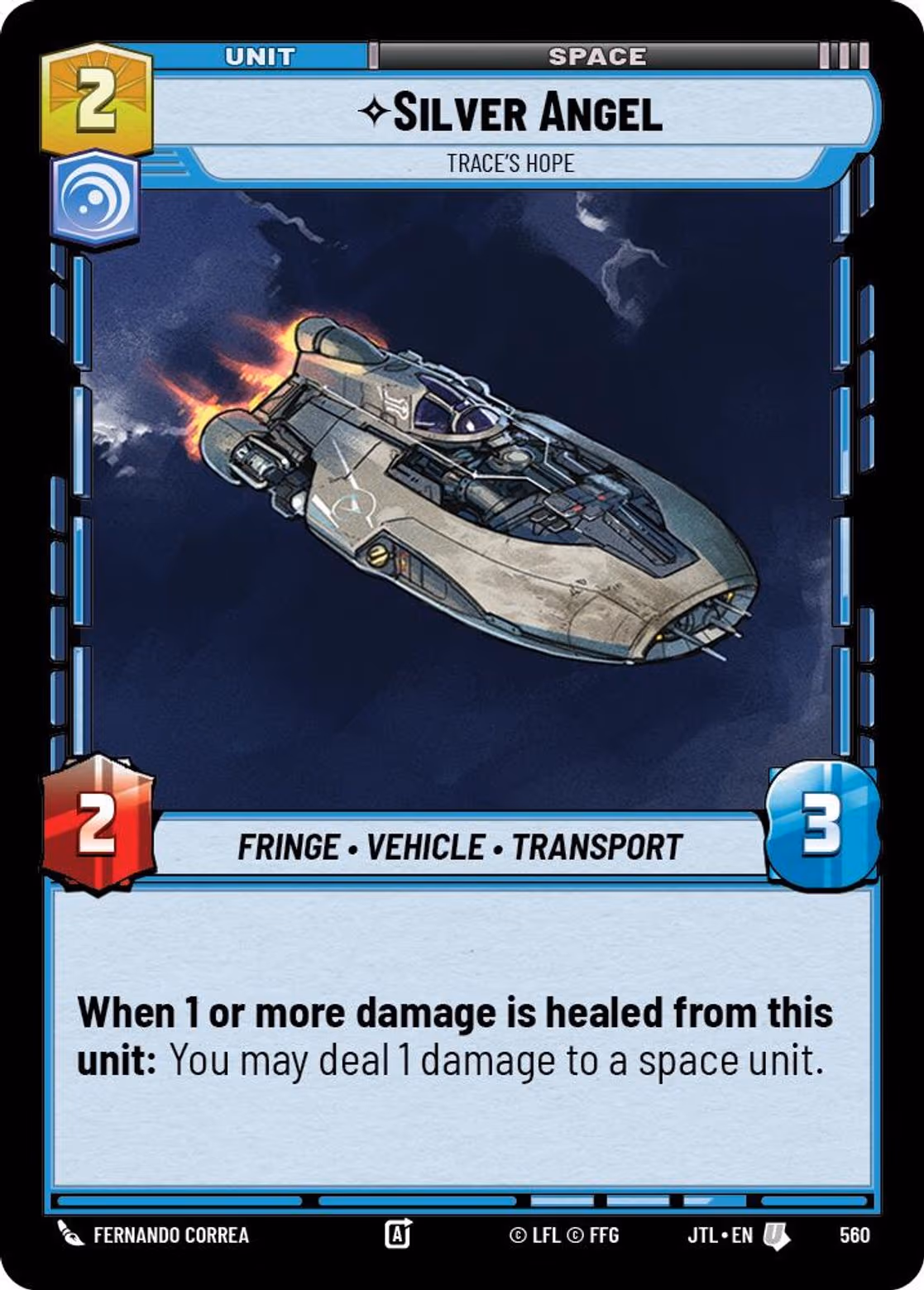 Silver Angel - Trace's Hope JTL-560 Foil Star Wars Unlimited card