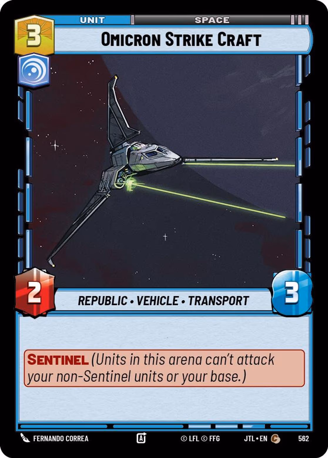 Omicron Strike Craft JTL-562 Foil Star Wars Unlimited card