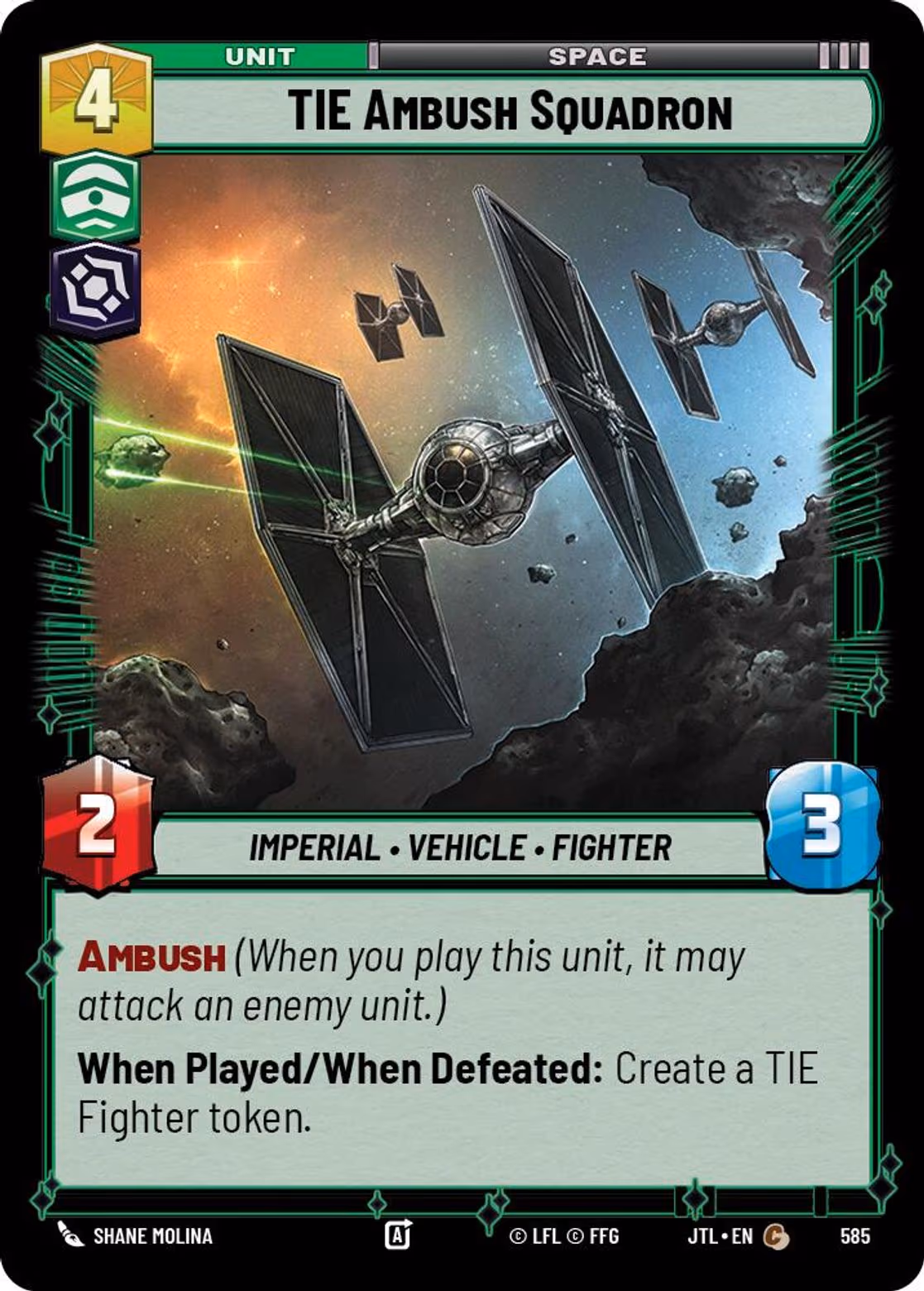 TIE Ambush Squadron JTL-585 Foil Star Wars Unlimited card