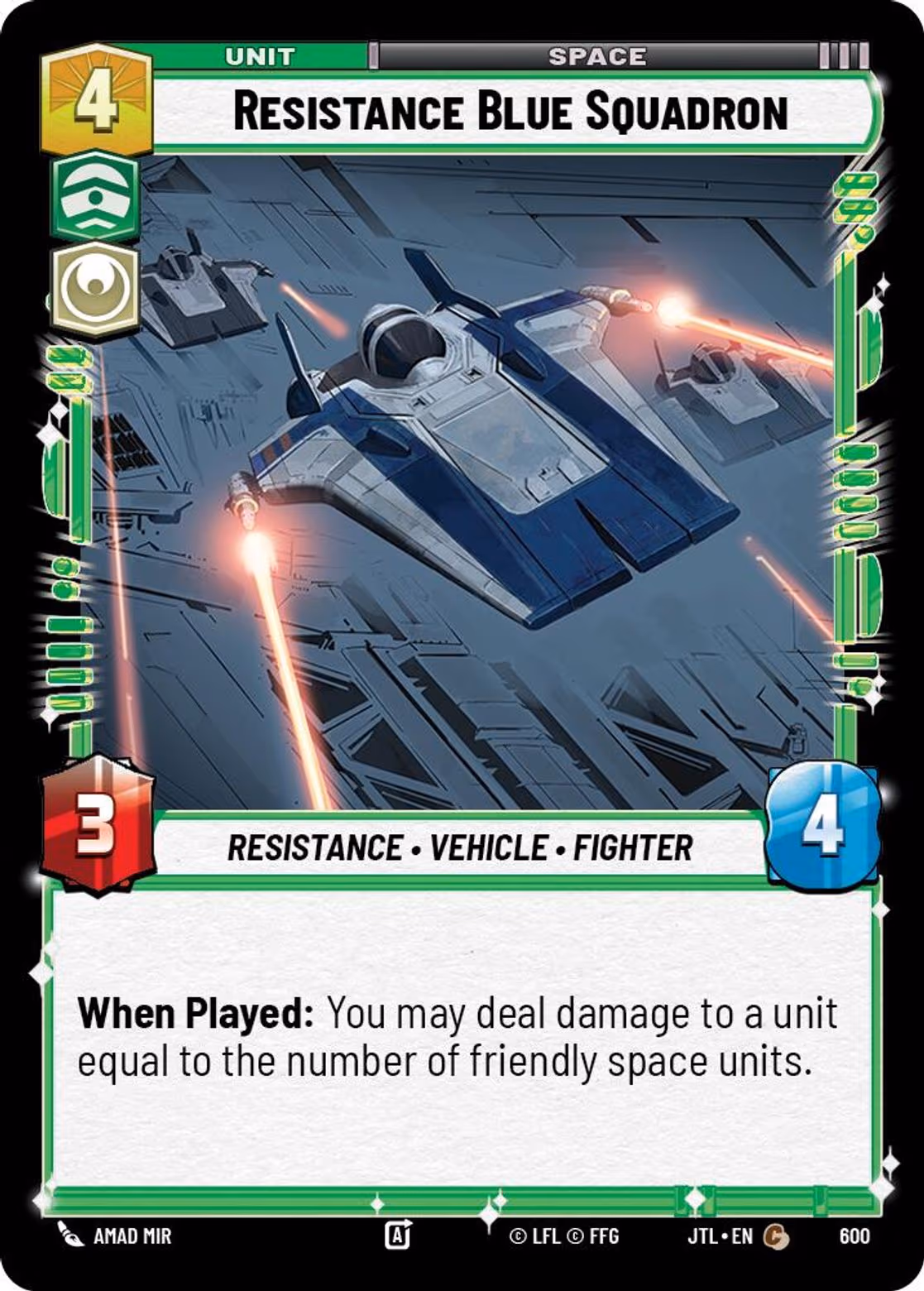 Resistance Blue Squadron JTL-600 Foil Star Wars Unlimited card