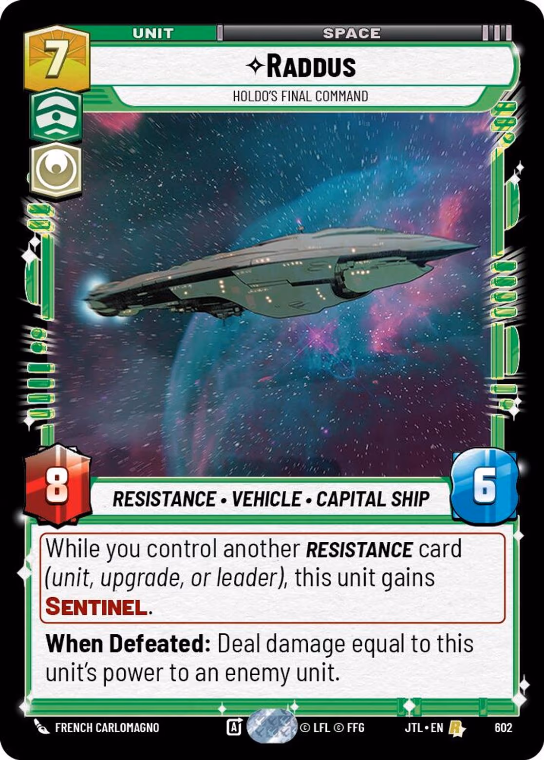 Raddus - Holdo's Final Command JTL-602 Foil Star Wars Unlimited card