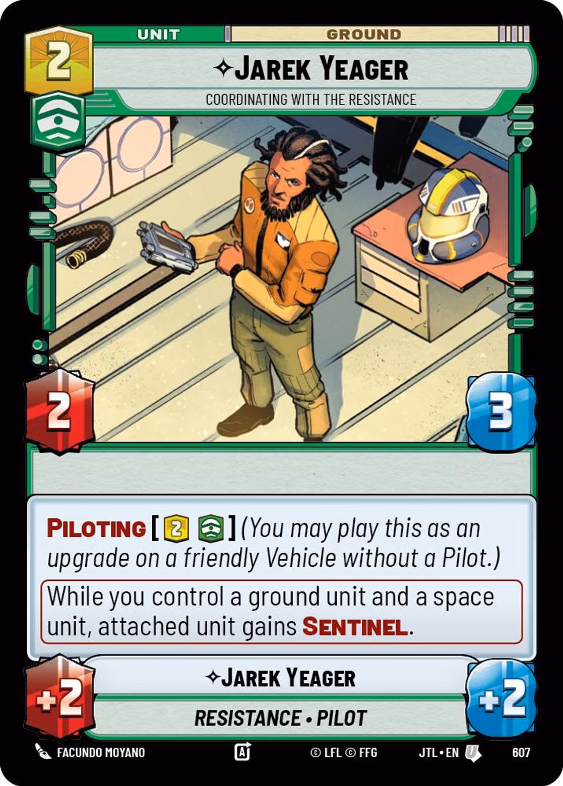 Jarek Yeager - Coordinating With The Resistance JTL-607 Foil Star Wars Unlimited card