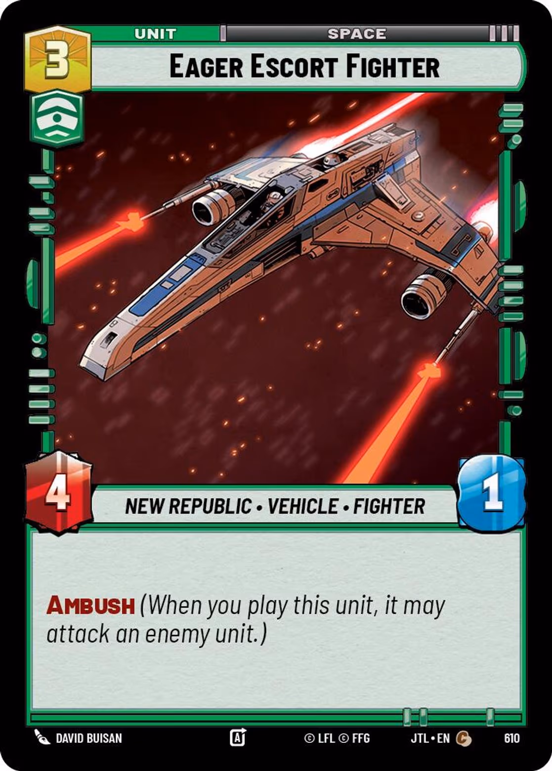Eager Escort Fighter JTL-610 Foil Star Wars Unlimited card