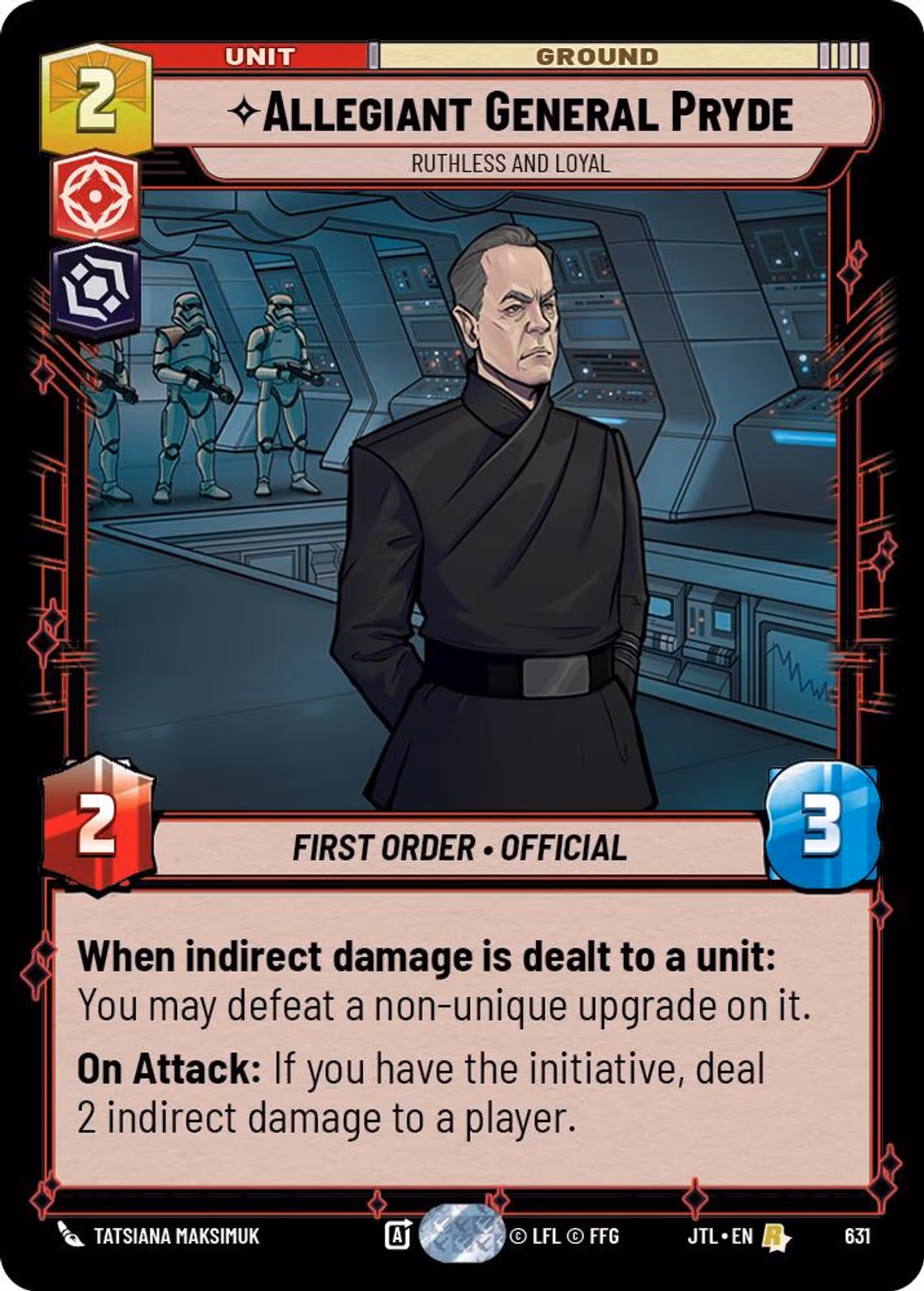 Allegiant General Pryde - Ruthless and Loyal JTL-631 Foil Star Wars Unlimited card
