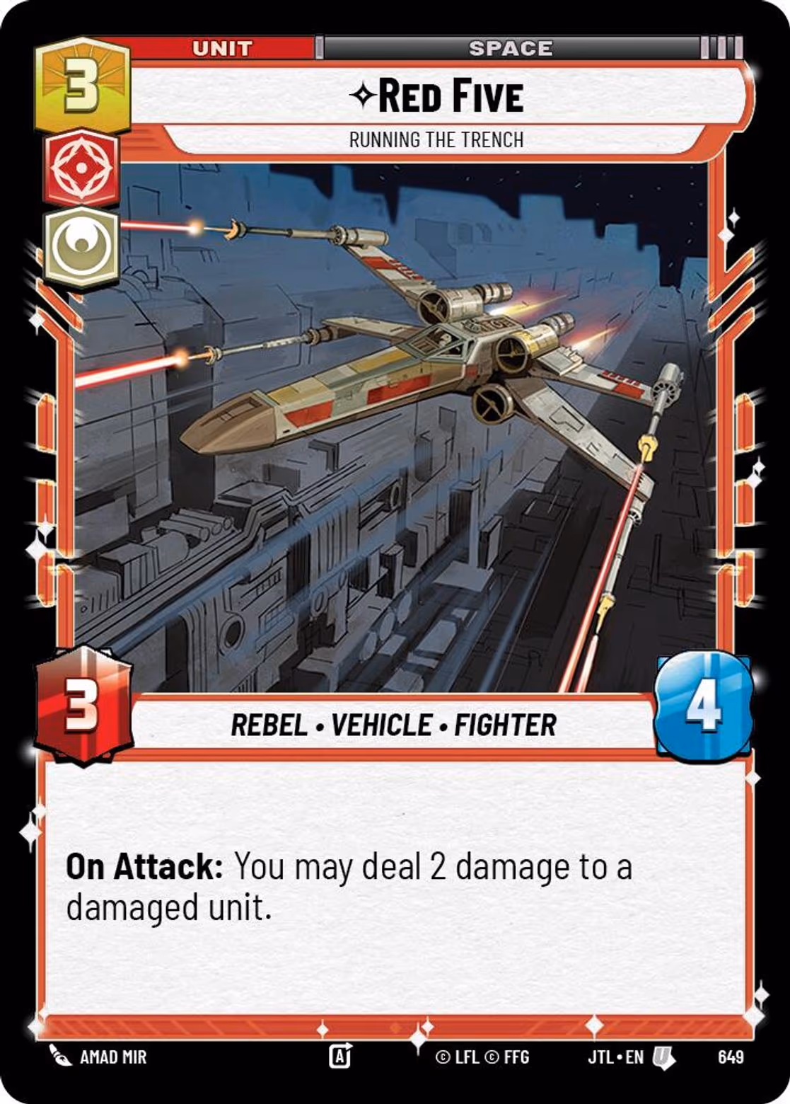 Red Five - Running the Trench JTL-649 Foil Star Wars Unlimited card