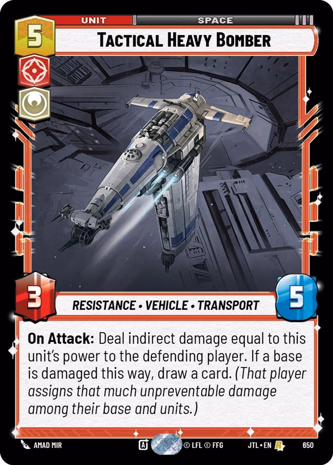 Tactical Heavy Bomber JTL-650 Foil Star Wars Unlimited card