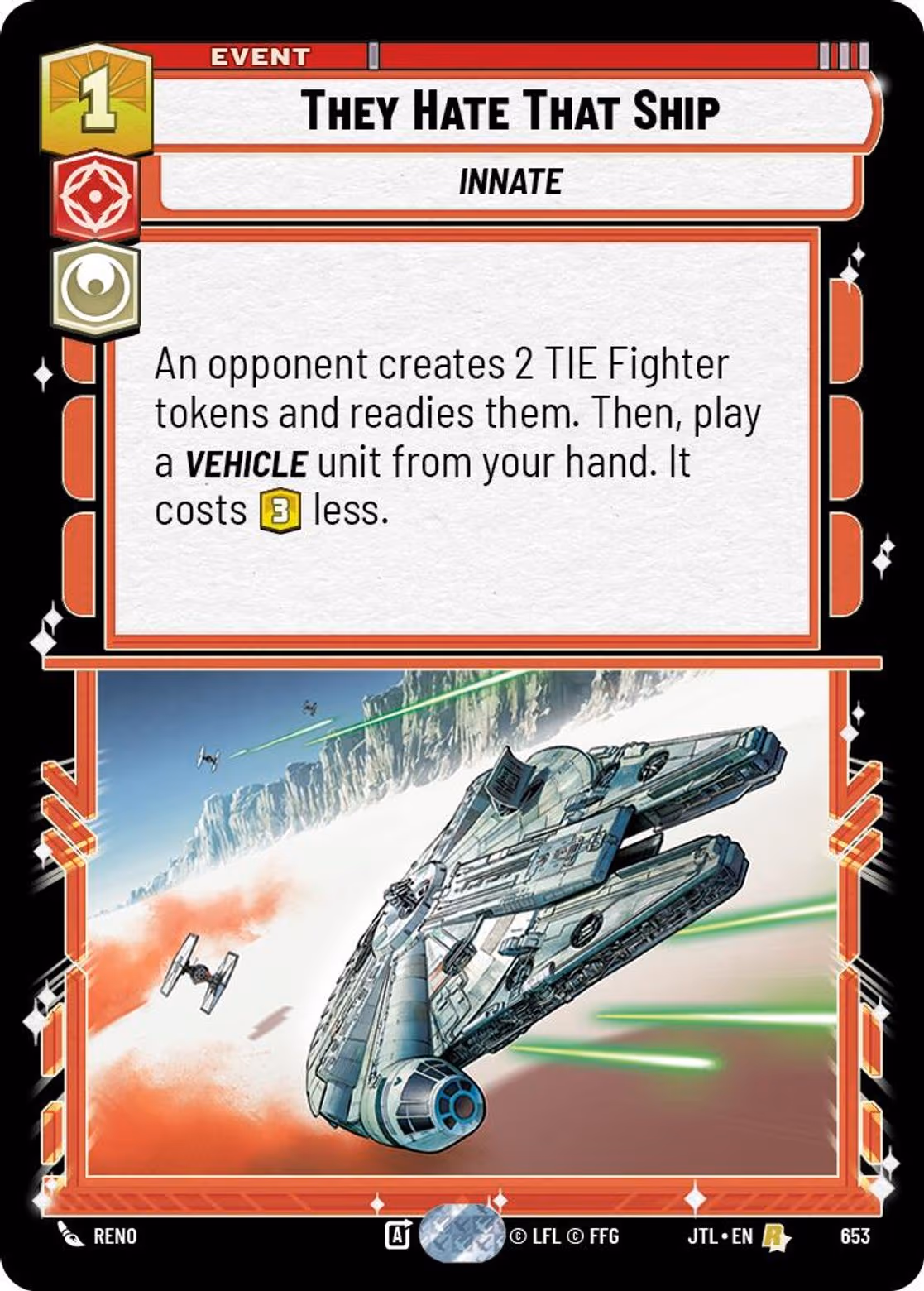 They Hate That Ship JTL-653 Foil Star Wars Unlimited card