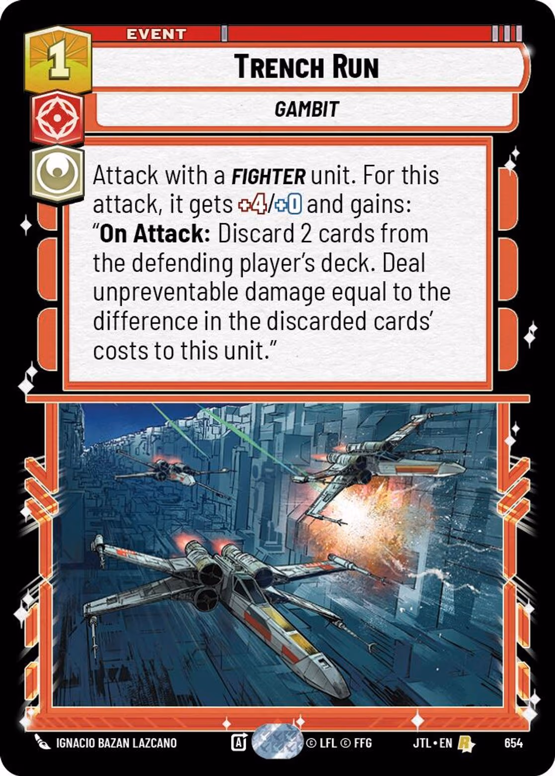 Trench Run JTL-654 Foil Star Wars Unlimited card