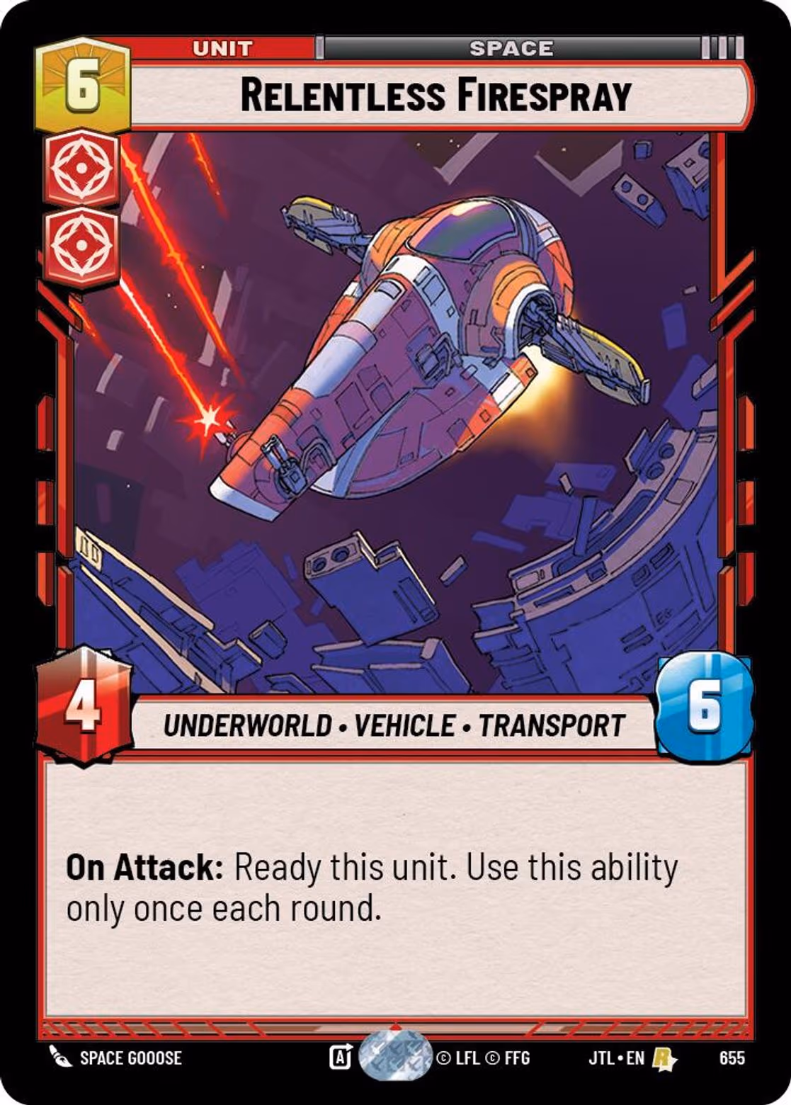 Relentless Firespray JTL-655 Foil Star Wars Unlimited card