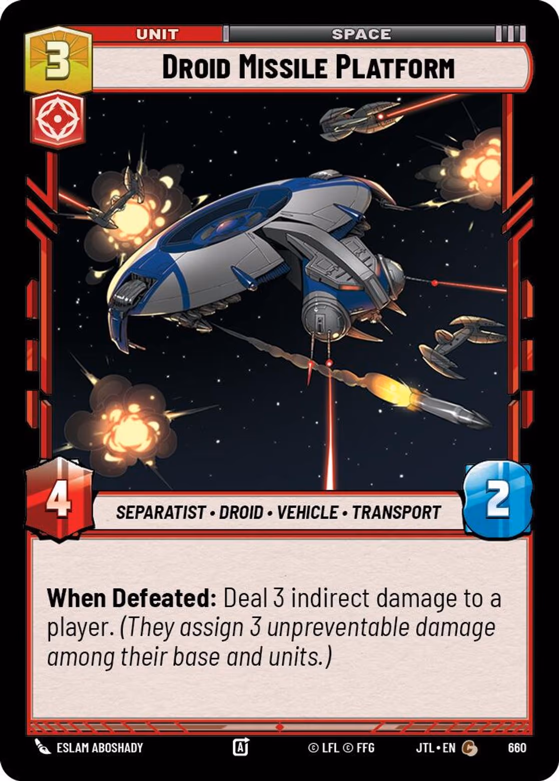 Droid Missile Platform JTL-660 Foil Star Wars Unlimited card