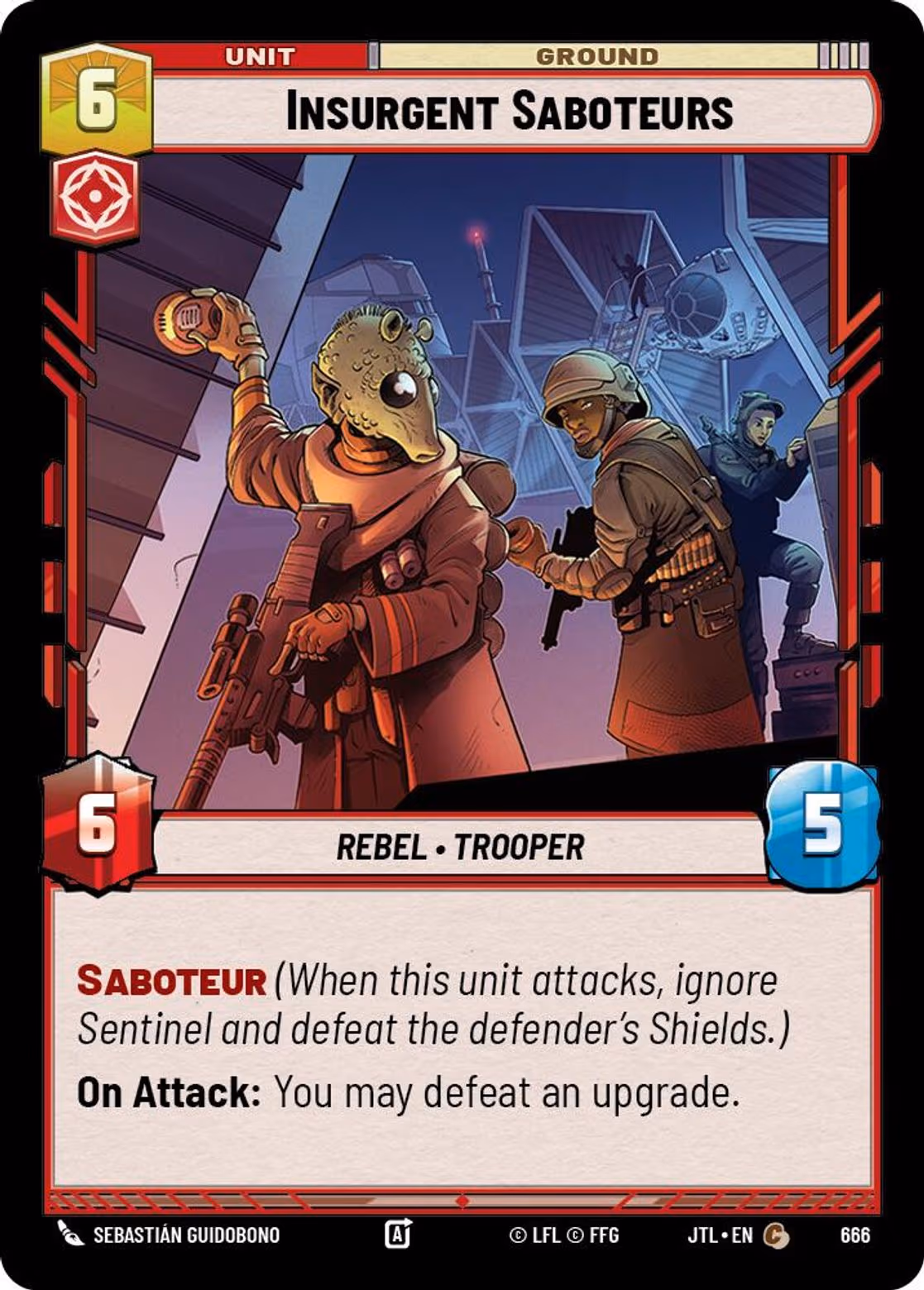 Insurgent Saboteurs JTL-666 Foil Star Wars Unlimited card