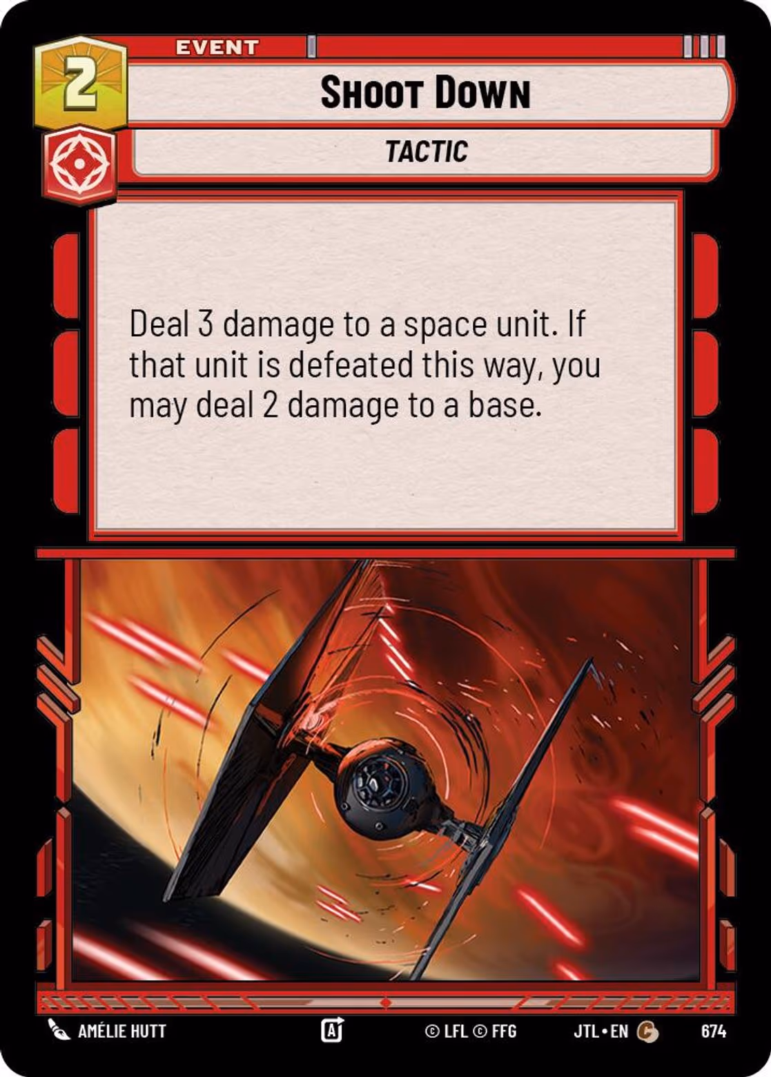 Shoot Down JTL-674 Foil Star Wars Unlimited card