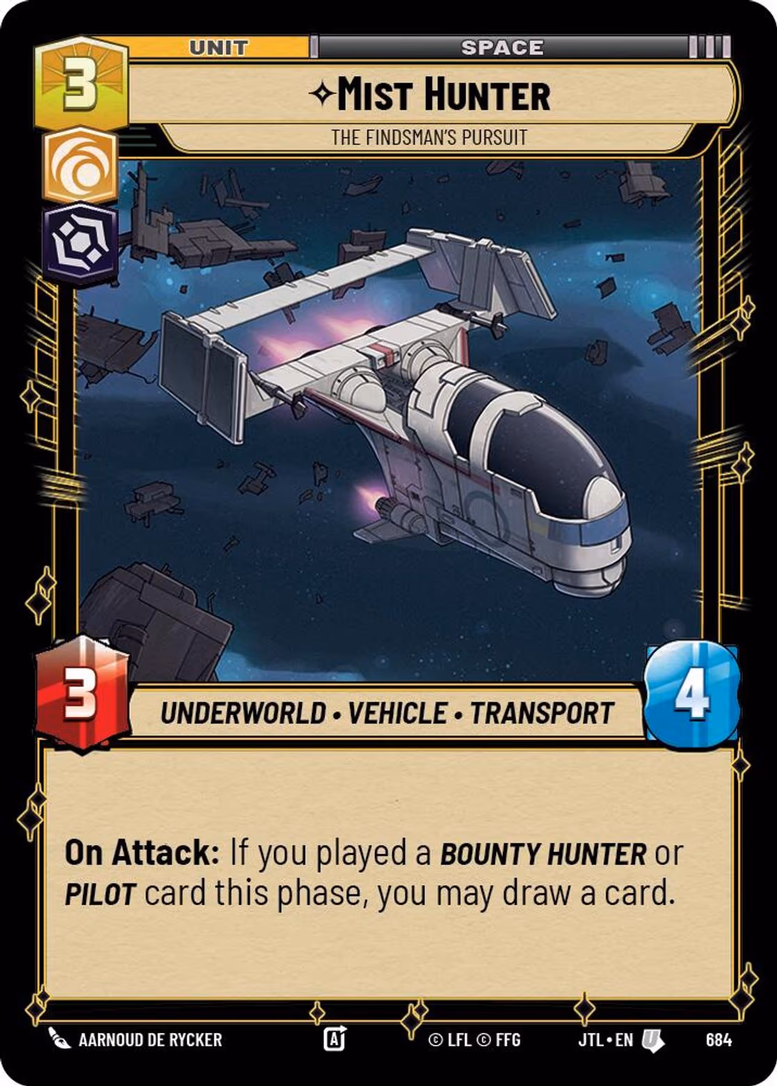 Mist Hunter - The Findsman's Pursuit JTL-684 Foil Star Wars Unlimited card