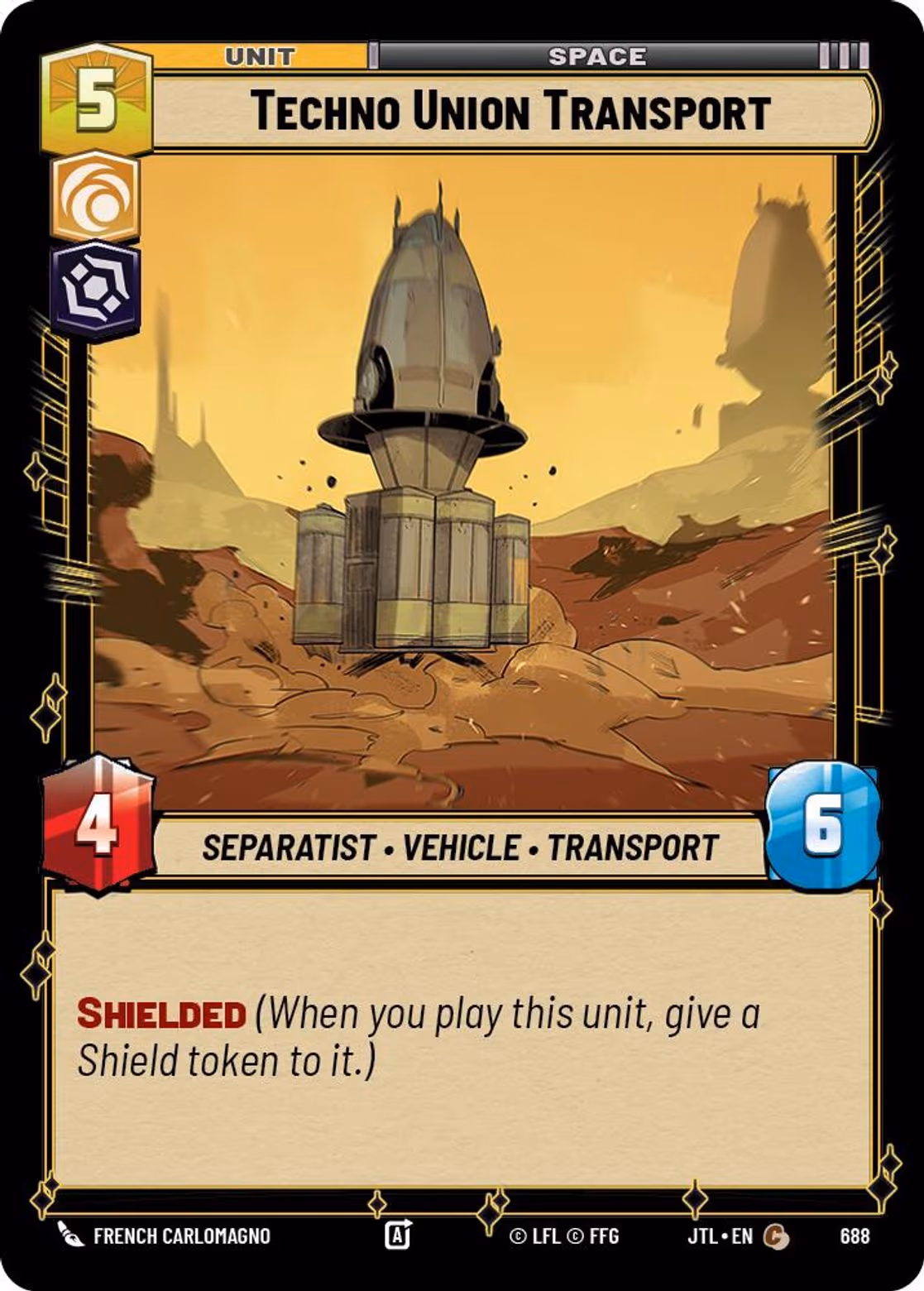 Techno Union Transport JTL-688 Foil Star Wars Unlimited card