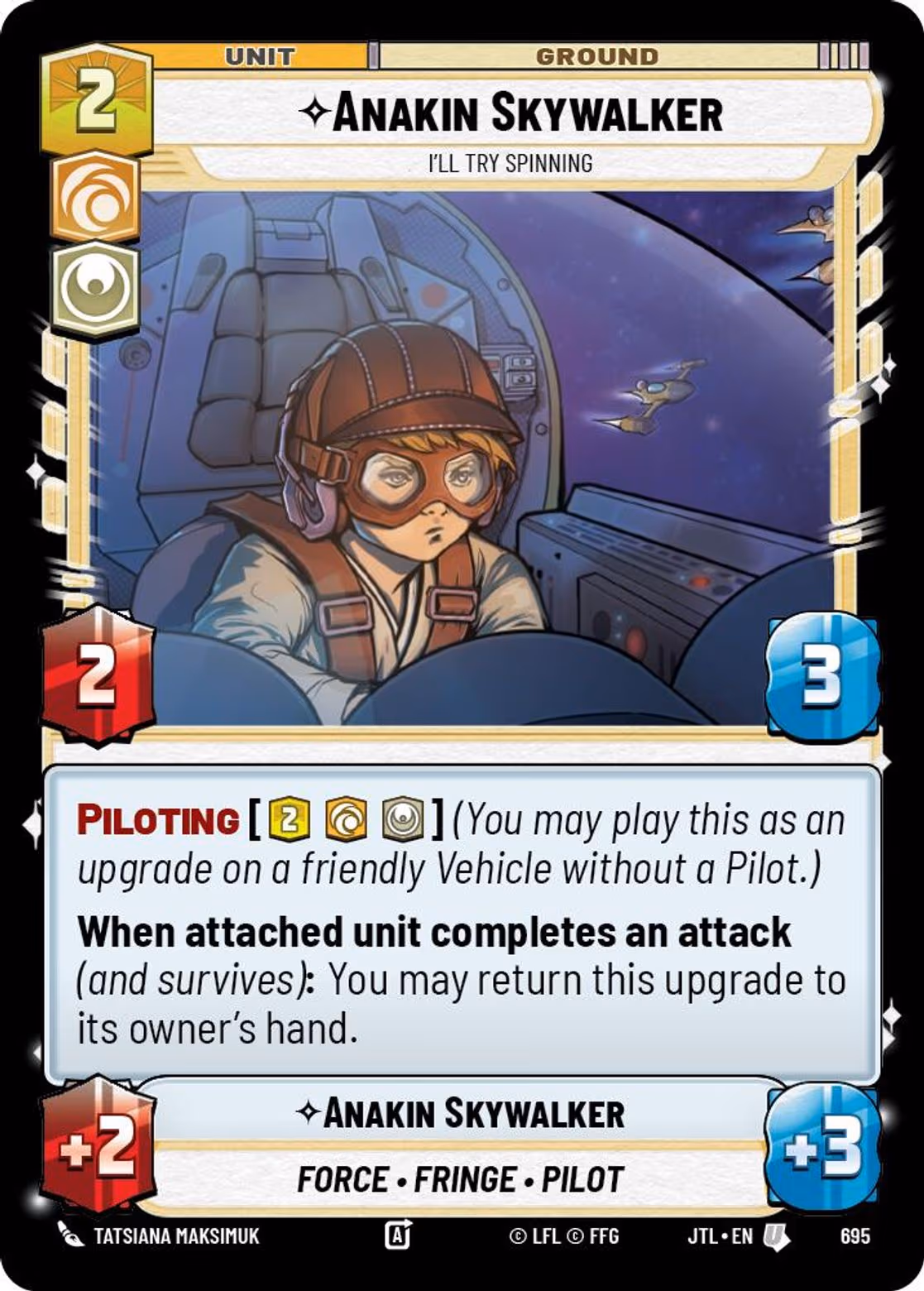 Anakin Skywalker - I'll Try Spinning JTL-695 Foil Star Wars Unlimited card