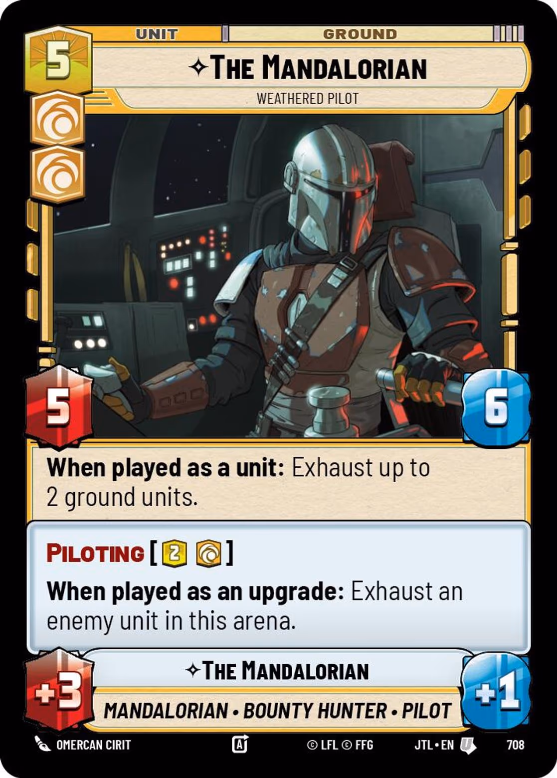 The Mandalorian - Weathered Pilot JTL-708 Foil Star Wars Unlimited card