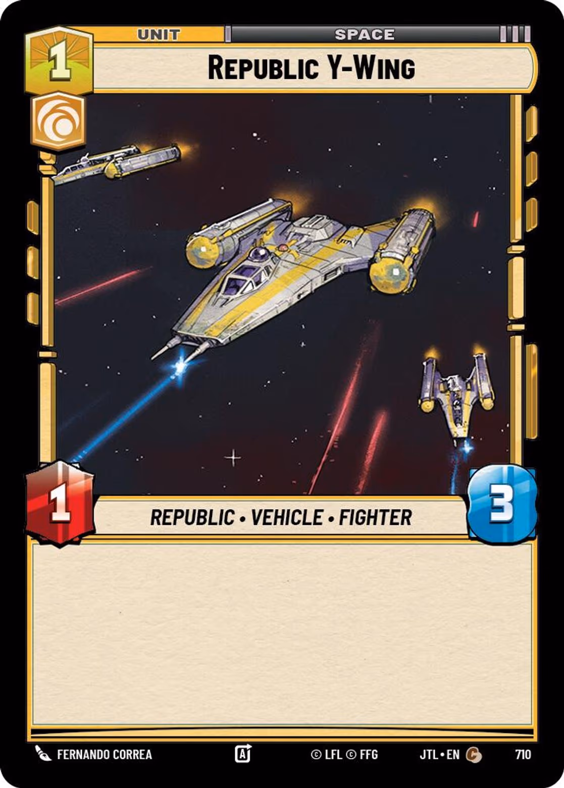 Republic Y-Wing JTL-710 Foil Star Wars Unlimited card