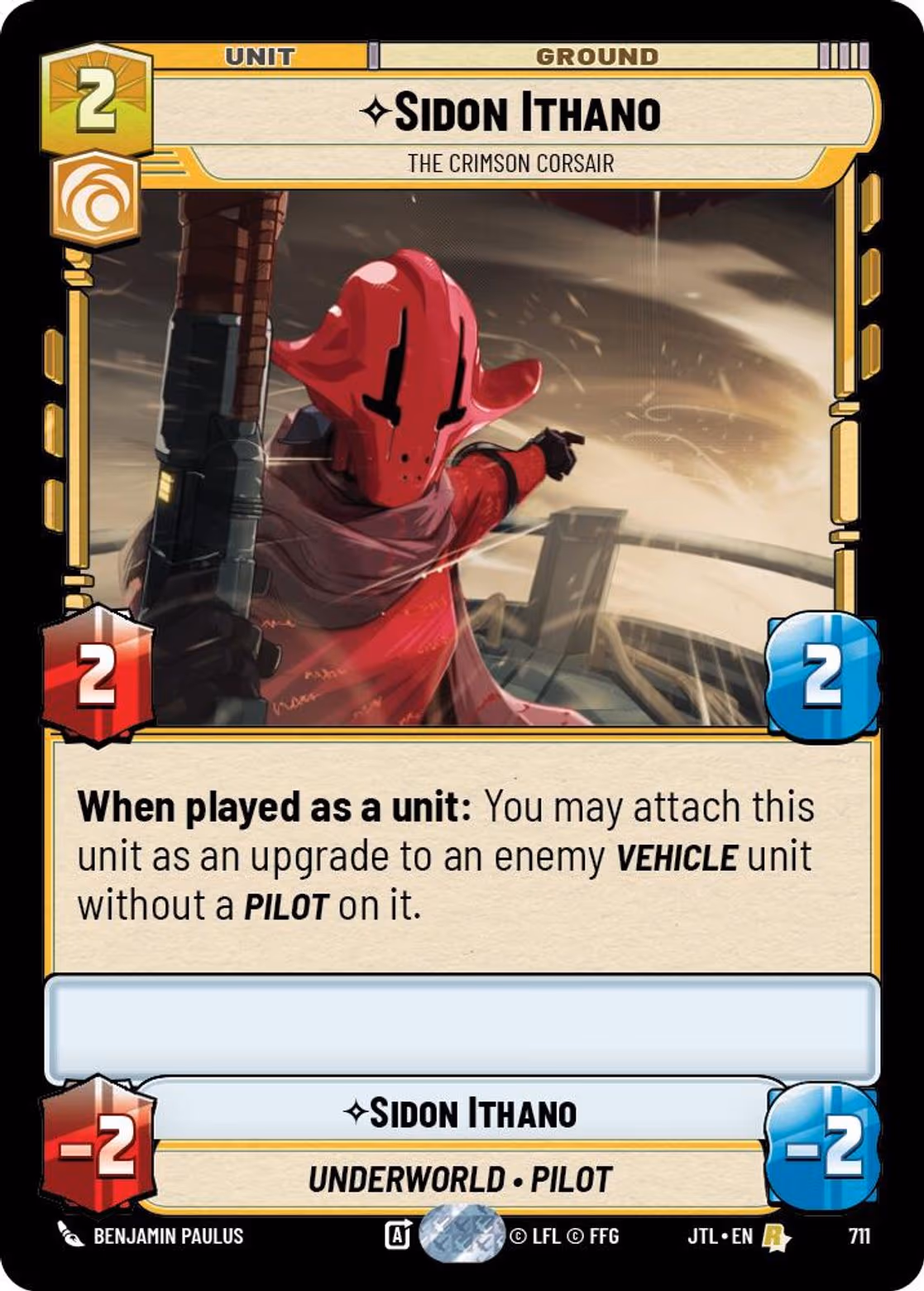 Sidon Ithano - The Crimson Corsair JTL-711 Foil Star Wars Unlimited card