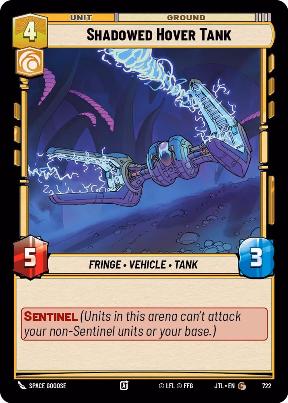 Shadowed Hover Tank JTL-722 Foil Star Wars Unlimited card