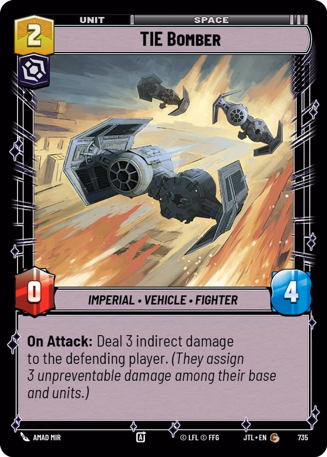 TIE Bomber JTL-735 Foil Star Wars Unlimited card