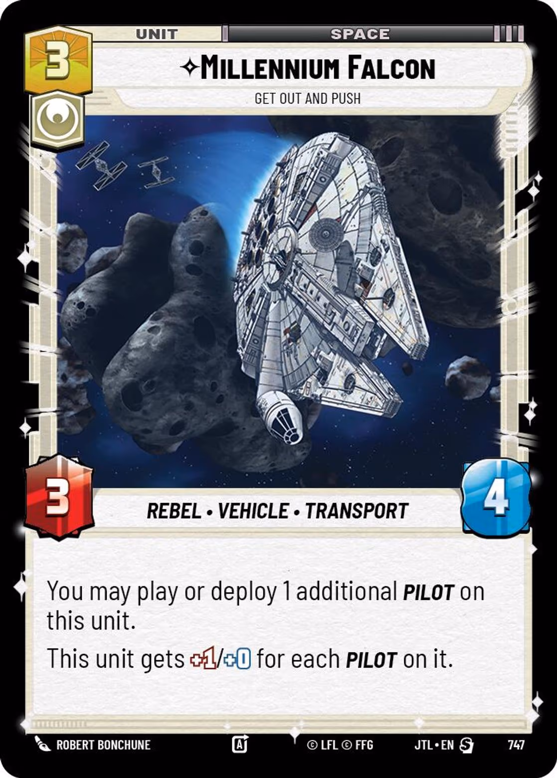 Millennium Falcon - Get Out And Push JTL-747 Foil Star Wars Unlimited card