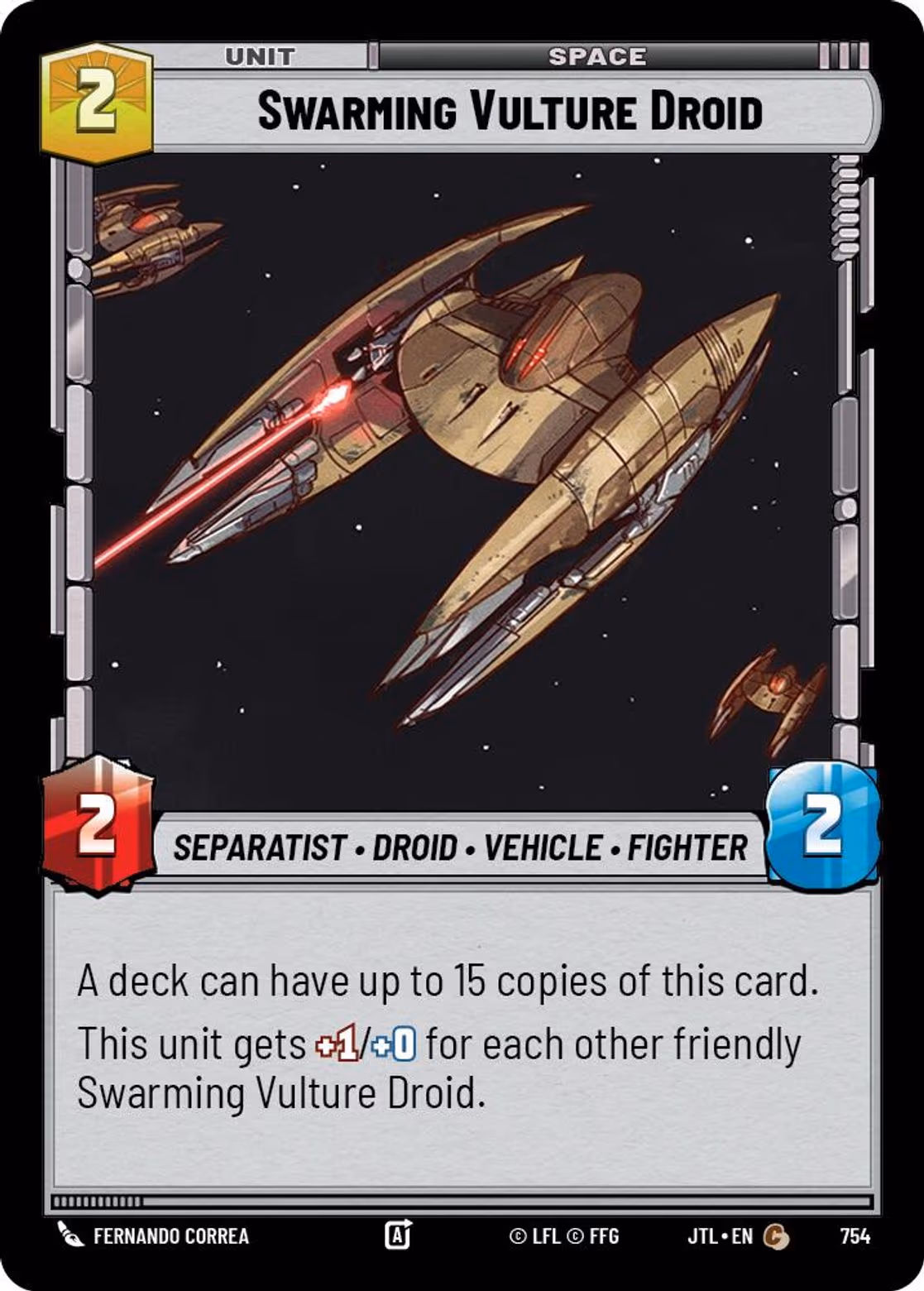 Swarming Vulture Droid JTL-754 Foil Star Wars Unlimited card