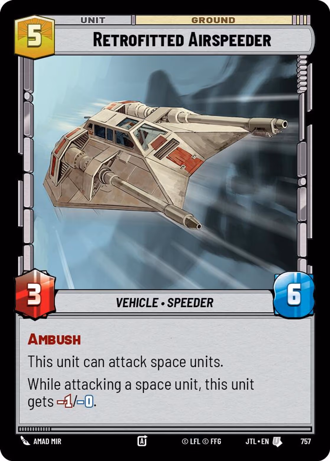 Retrofitted Airspeeder JTL-757 Foil Star Wars Unlimited card