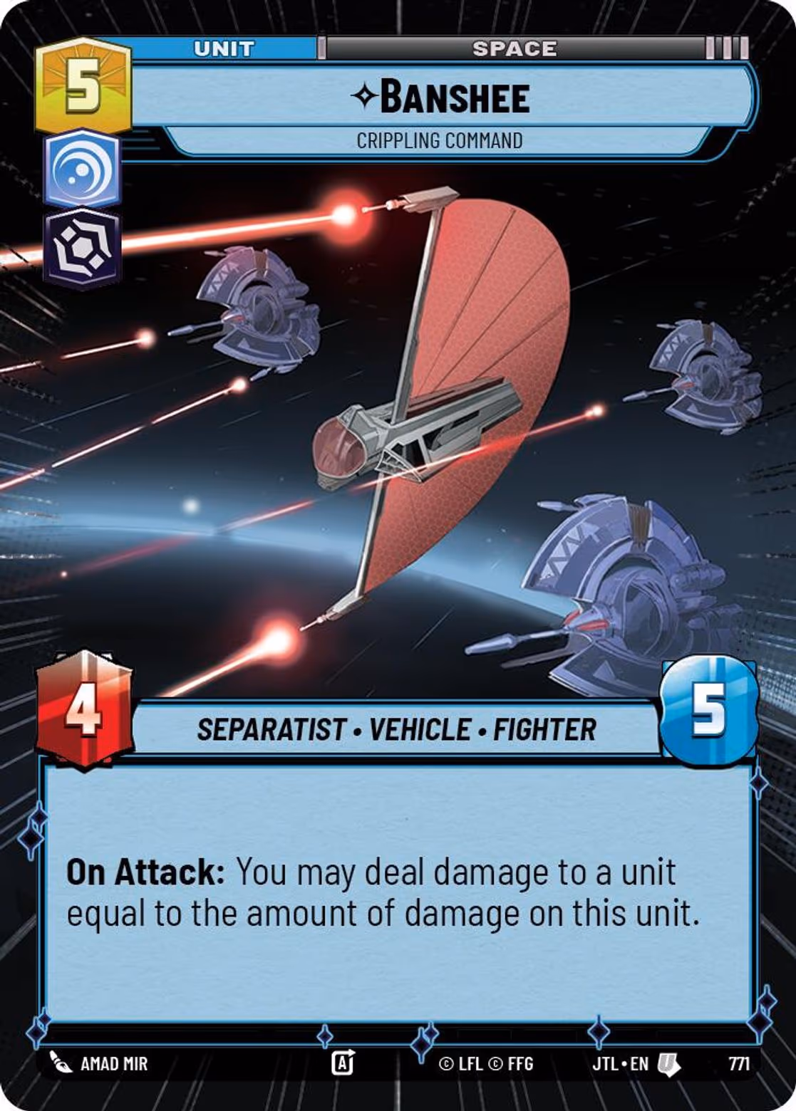 Banshee - Crippling Command JTL-771 Hyperspace Foil Star Wars Unlimited card