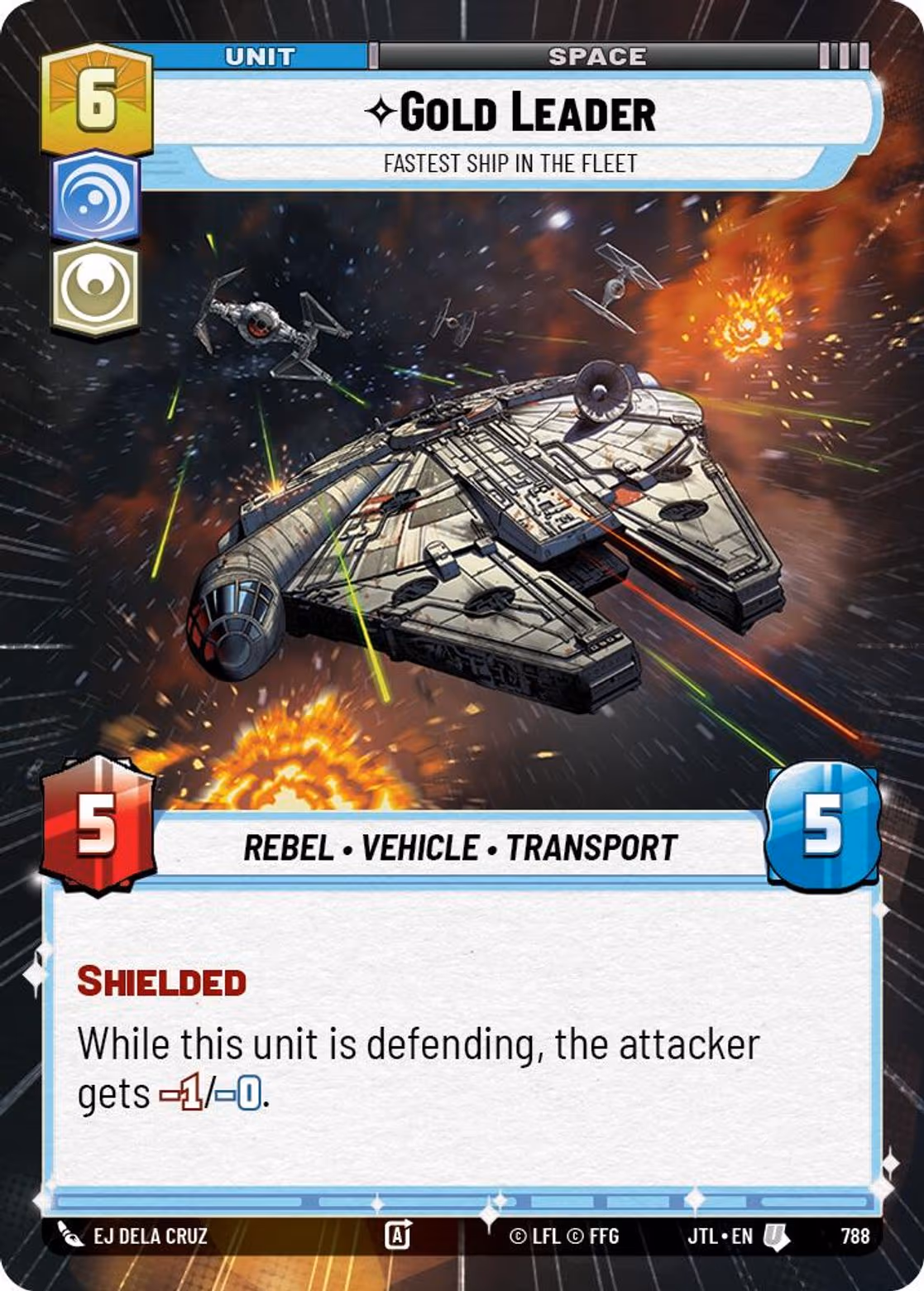 Gold Leader - Fastest Ship in the Fleet JTL-788 Hyperspace Foil Star Wars Unlimited card