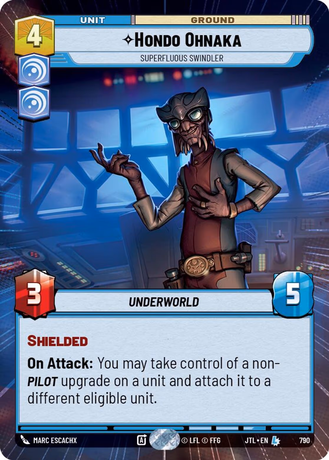 Hondo Ohnaka - Superfluous Swindler JTL-790 Hyperspace Foil Star Wars Unlimited card