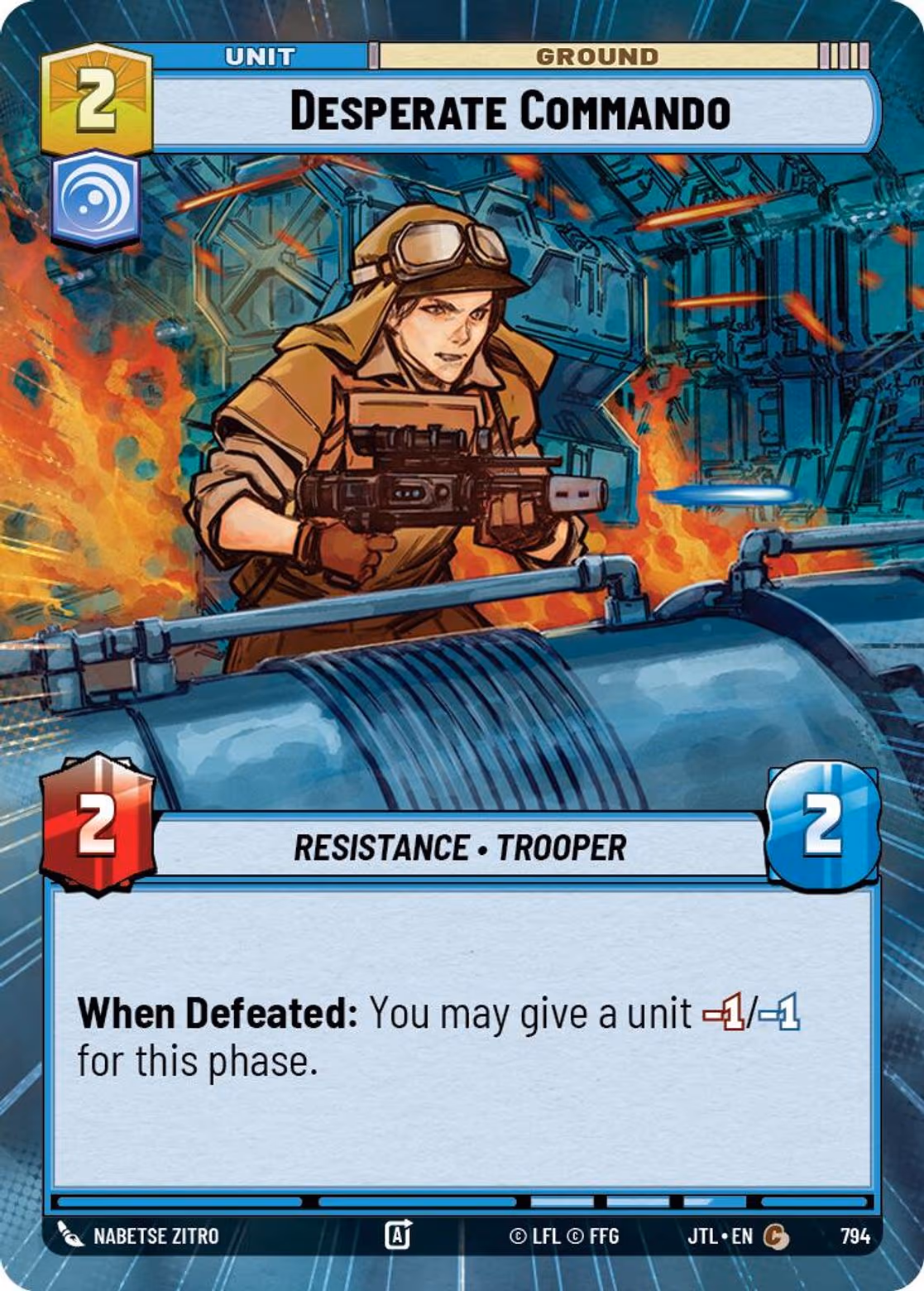 Desperate Commando JTL-794 Hyperspace Foil Star Wars Unlimited card