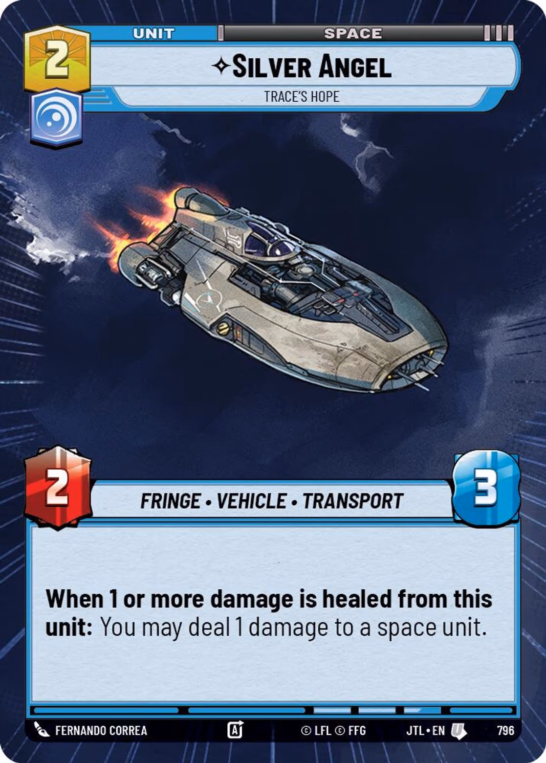 Silver Angel - Trace's Hope JTL-796 Hyperspace Foil Star Wars Unlimited card