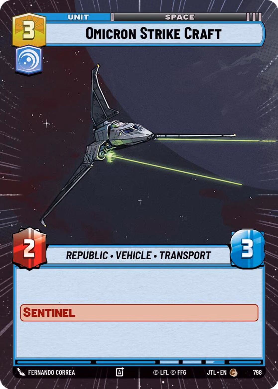 Omicron Strike Craft JTL-798 Hyperspace Foil Star Wars Unlimited card