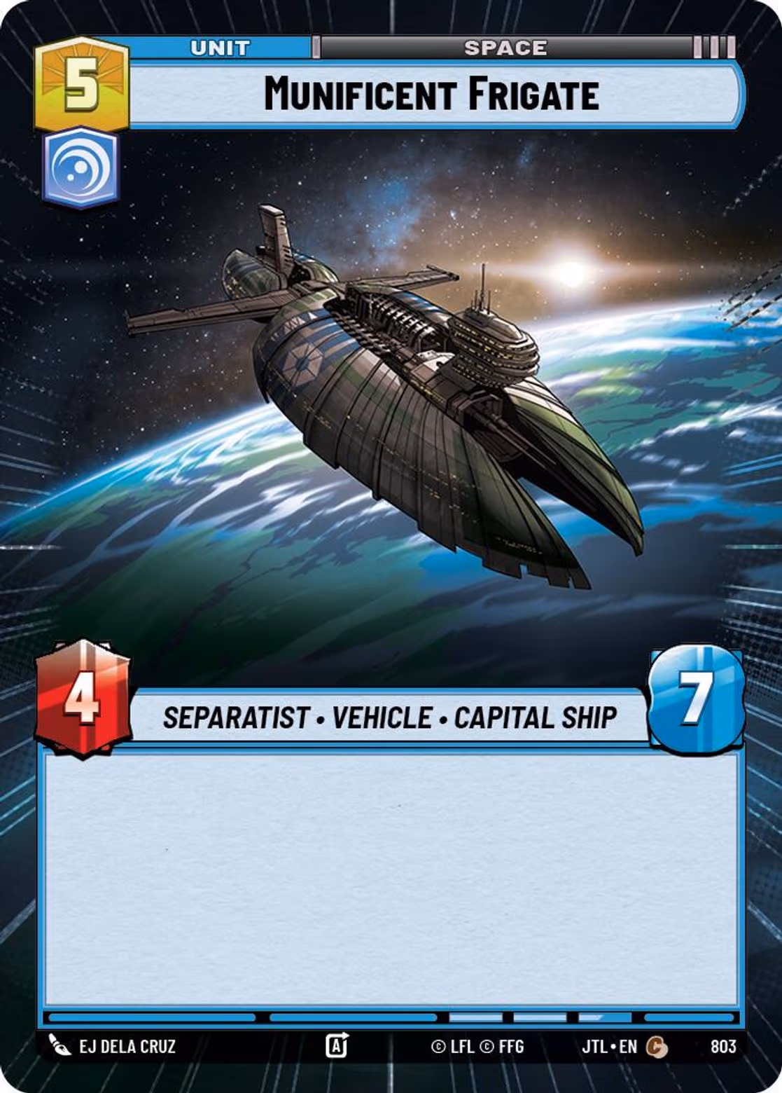 Munificent Frigate JTL-803 Hyperspace Foil Star Wars Unlimited card