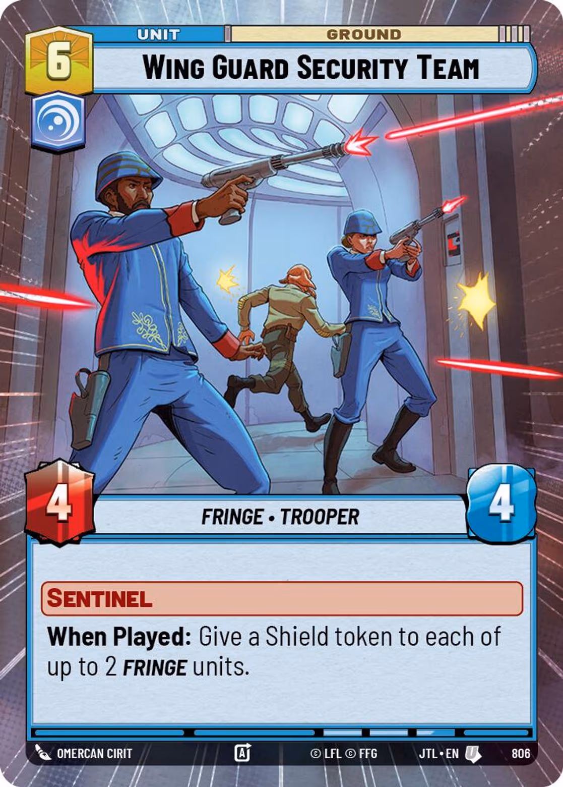 Wing Guard Security Team JTL-806 Hyperspace Foil Star Wars Unlimited card