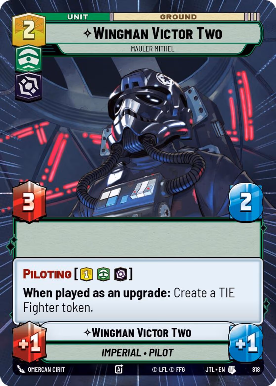 Wingman Victor Two - Mauler Mithel JTL-818 Hyperspace Foil Star Wars Unlimited card