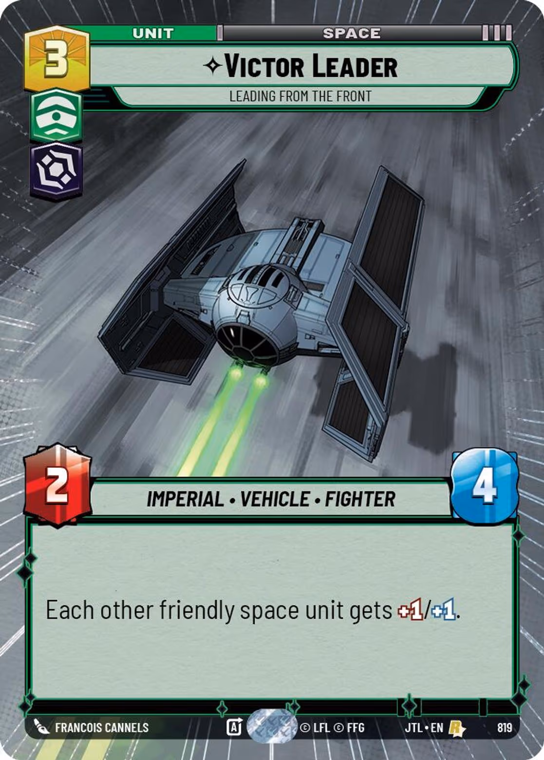 Victor Leader - Leading From the Front JTL-819 Hyperspace Foil Star Wars Unlimited card