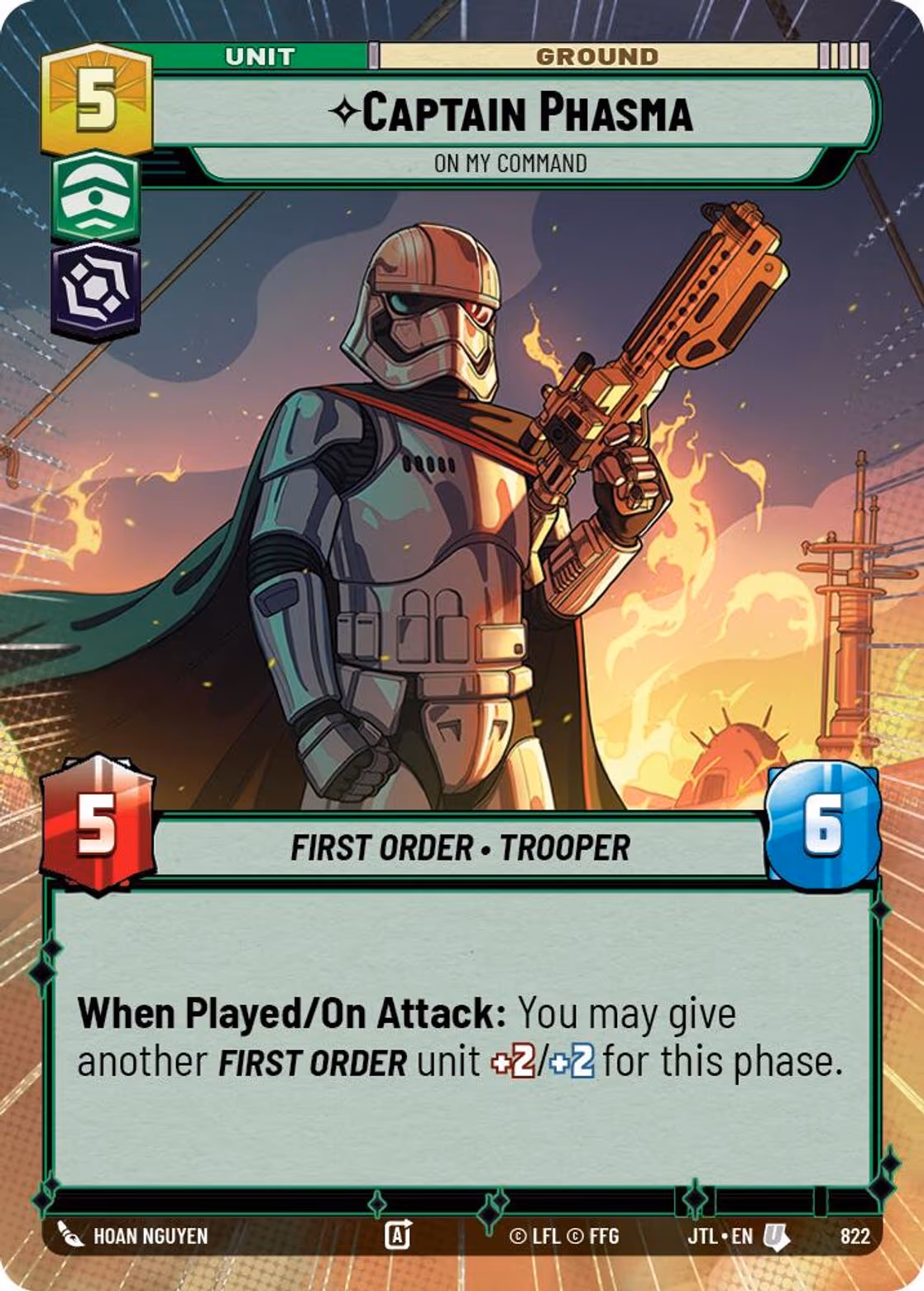 Captain Phasma - On My Command JTL-822 Hyperspace Foil Star Wars Unlimited card