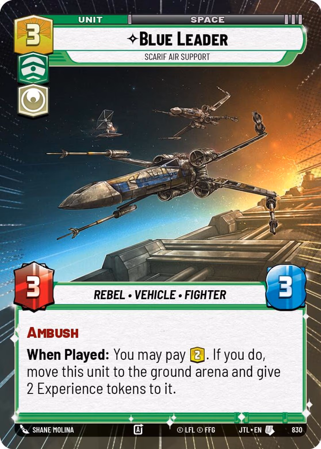 Blue Leader - Scarif Air Support JTL-830 Hyperspace Foil Star Wars Unlimited card