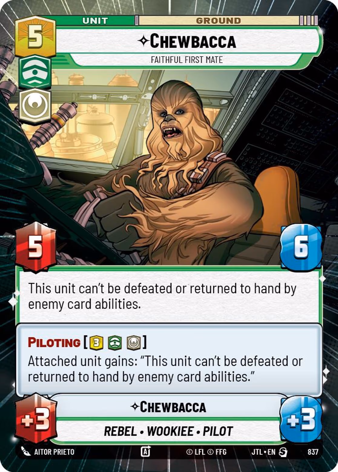 Chewbacca - Faithful First Mate JTL-837 Hyperspace Foil Star Wars Unlimited card