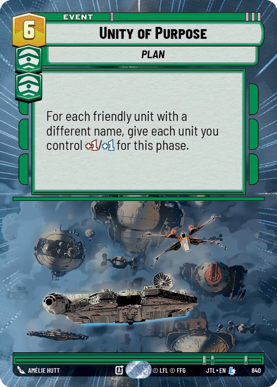 Unity of Purpose JTL-840 Hyperspace Foil Star Wars Unlimited card