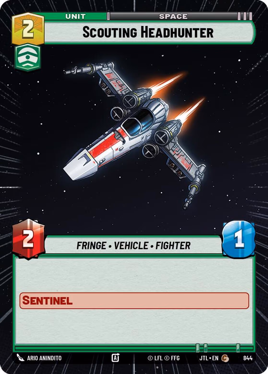 Scouting Headhunter JTL-844 Hyperspace Foil Star Wars Unlimited card